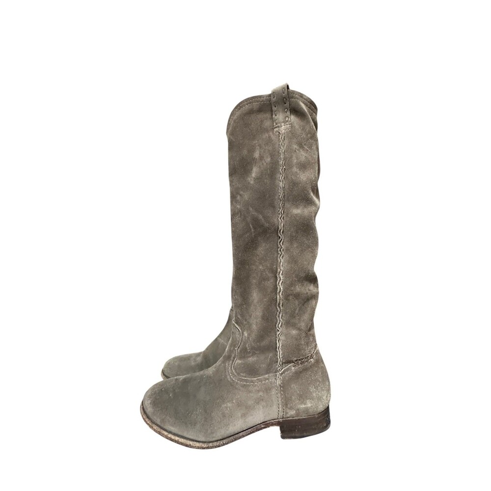 Frye Cara Tall Riding Boots Womens Sz 7.5 B Gray Suede Leather Equestrian Knee